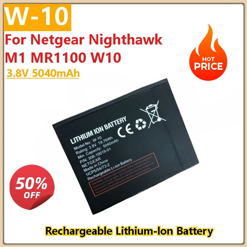 

New High Capacity 3.8V 5040mAh Rechargeable Lithium-lon Battery W-10 Replacement Battery for Netgear Nighthawk M1 MR1100 W10
