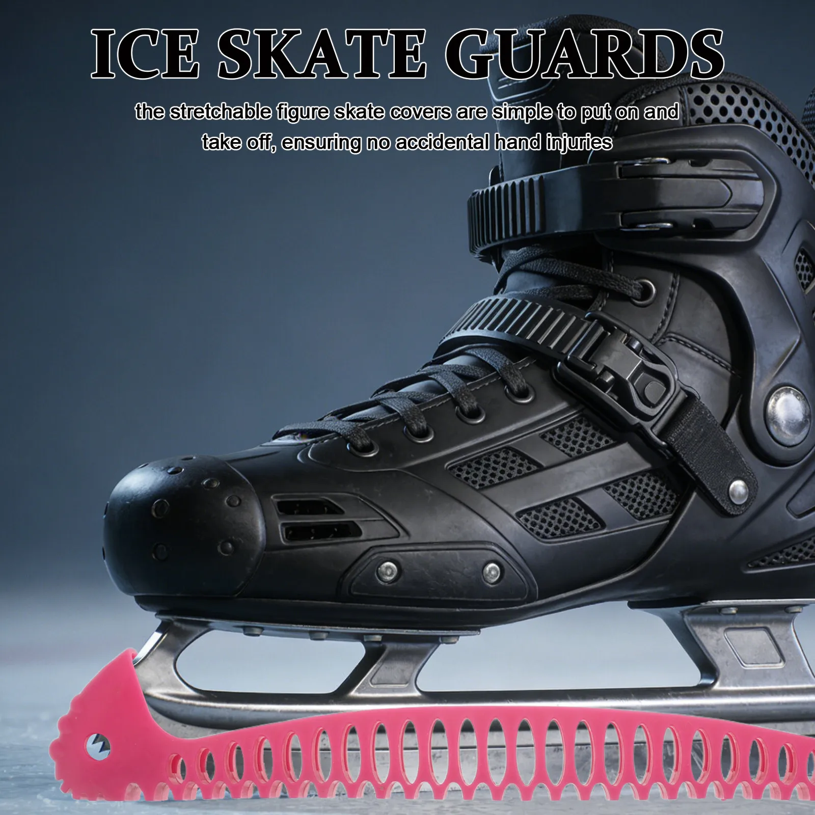 

1pcs 1 Pair Ice Skate Blade Guards Rosy Stretchable Tpe Protector For Hockey Figure Skating Lightweight Skate Covers For Travel
