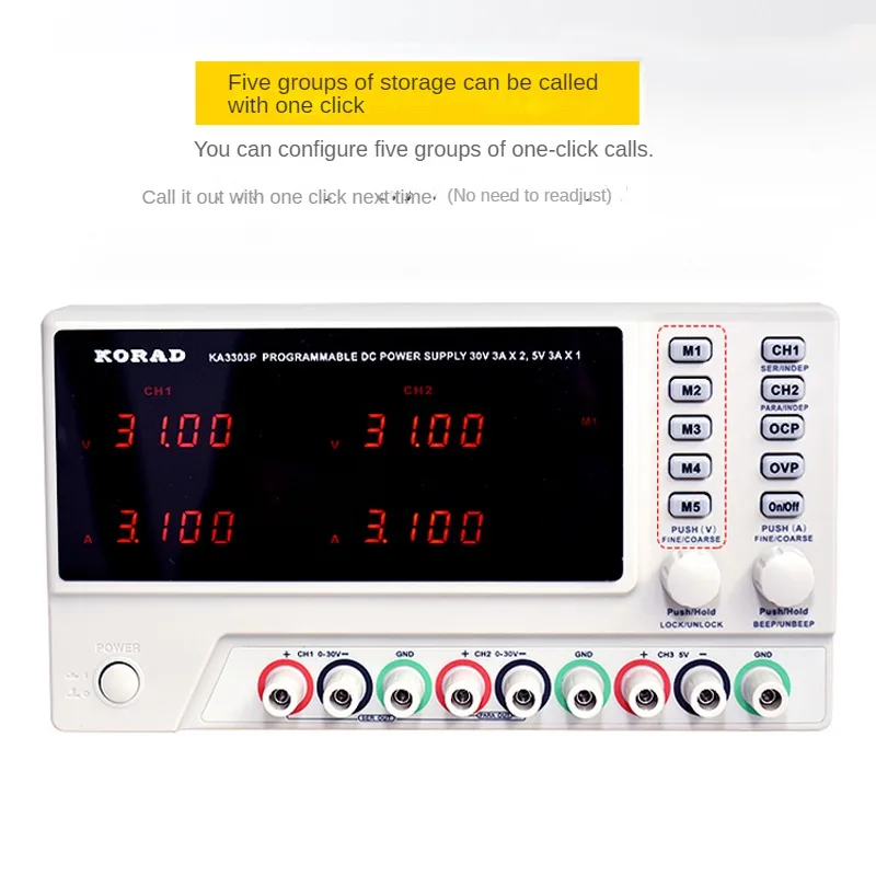 KORAD KA3305D Programmable Precision Variable Adjustable 30V 5A DC Digital Regulated Three-Way DC Power Supply