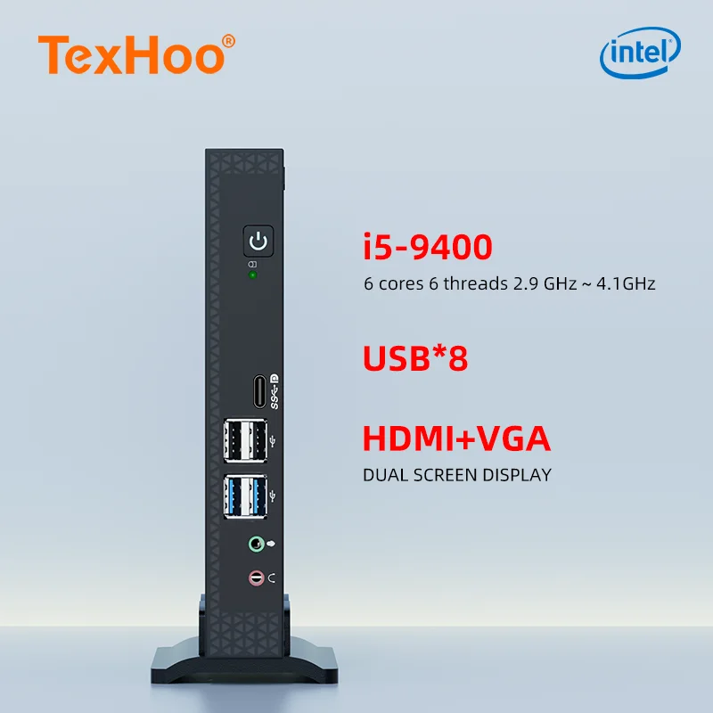 Мини-компьютер TexHoo, Intel Core i7 i5 i3, процессор ITX Windows 10 Pro, тонкий клиентский бизнес с Bluetooth, Wi-Fi, совершенно новый