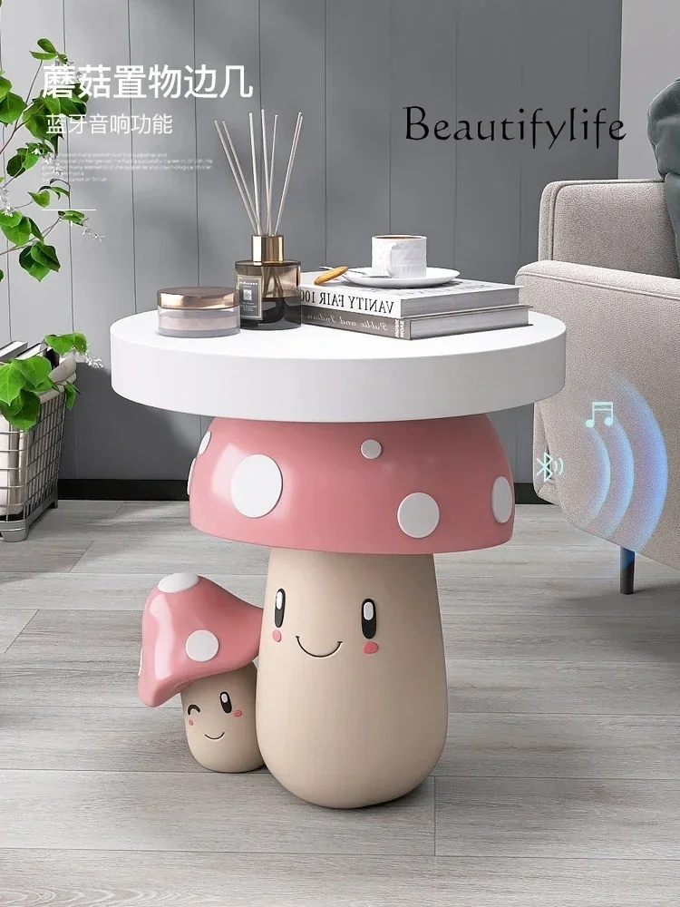 새로운 귀여운 만화 버섯 작은 커피 테이블 침실 바닥에 앉아 소파 사이드 테이블 장식 침대 옆 테이블