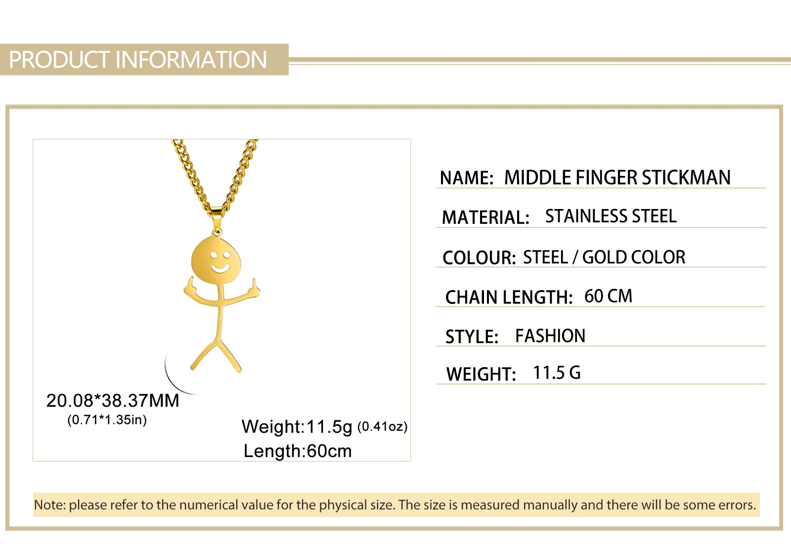 Skyrim Hip Hop Doodle Halskette für Männer Frauen Edelstahl Lange Hals Kette Mode Mittelfinger Stickman Schmuck Neu – Detail 4