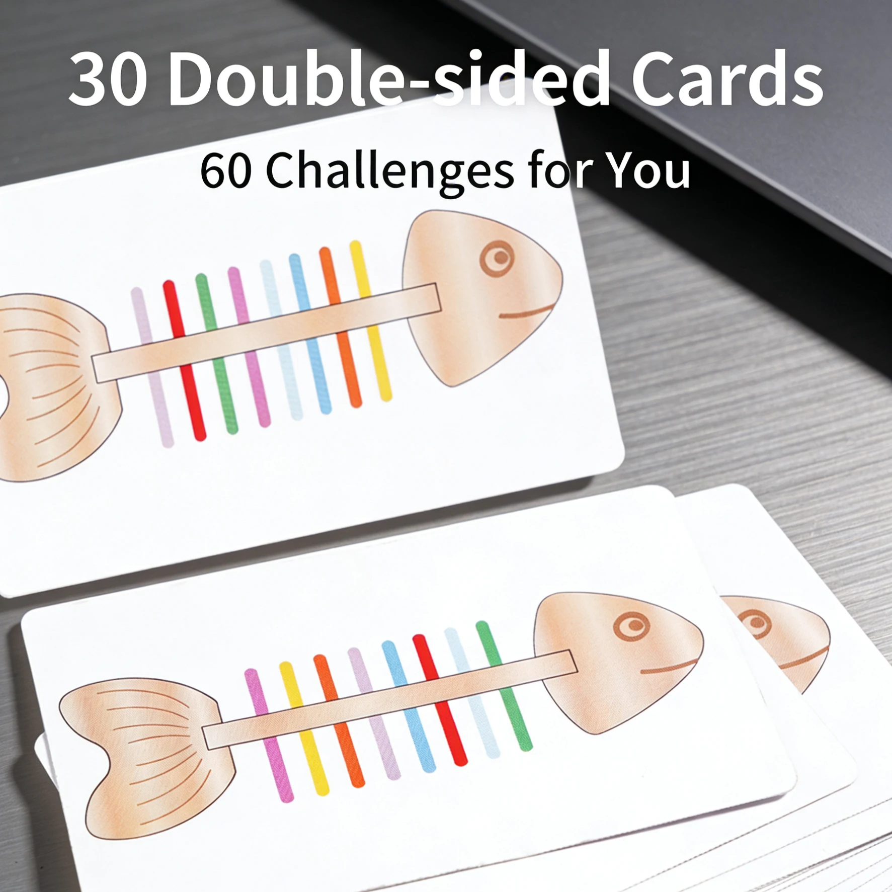 Giocattolo di abbinamento dei colori a lisca di pesce in legno Gioco di abilità motorie 30 carte Equilibrio educativo Attività di apprendimento in età prescolare per bambini Aula a casa