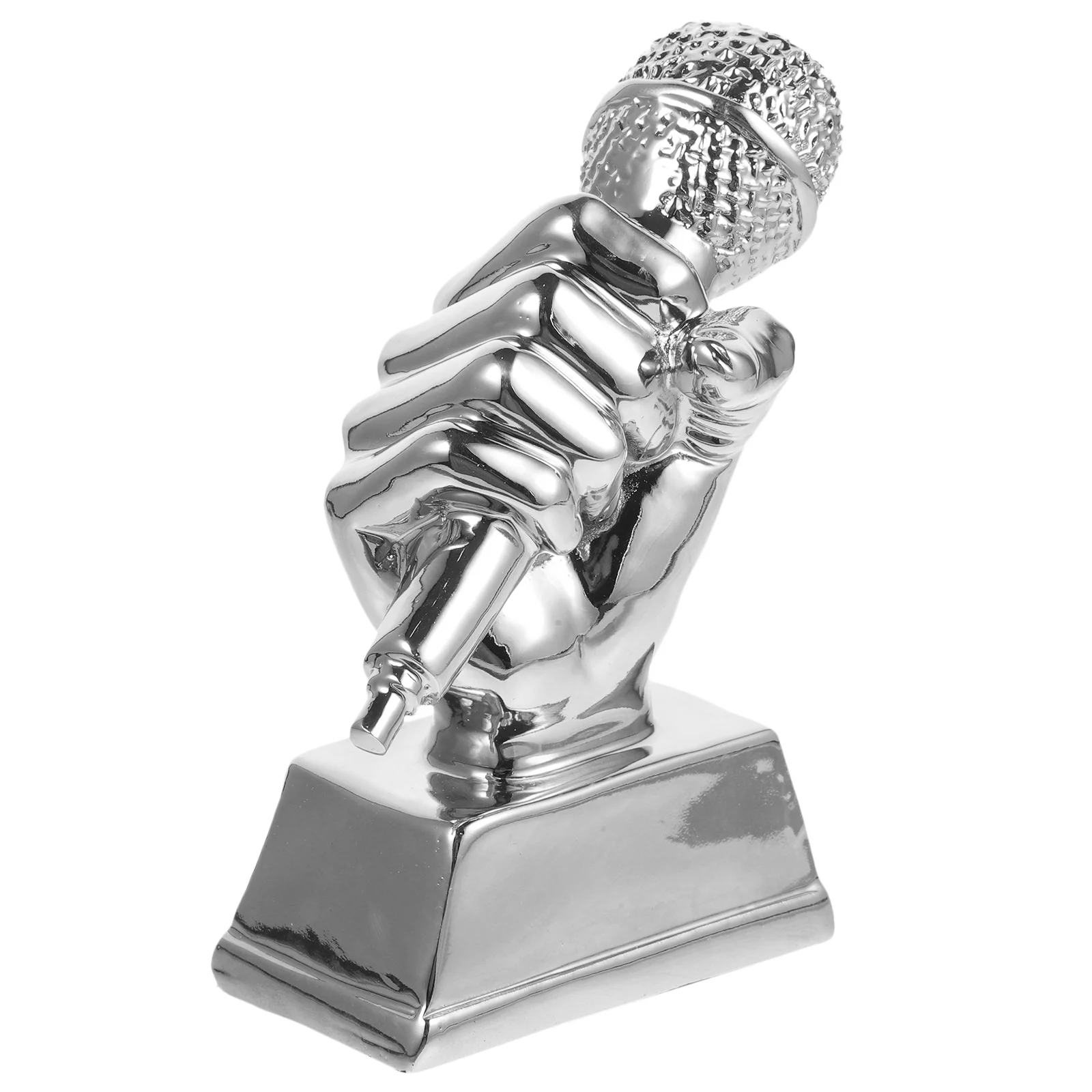 Microphone Trophy Safe for Kids Contest Party Mini Smooth Surface Music Trophies Participation Synthetic Resin Sculpture Hand