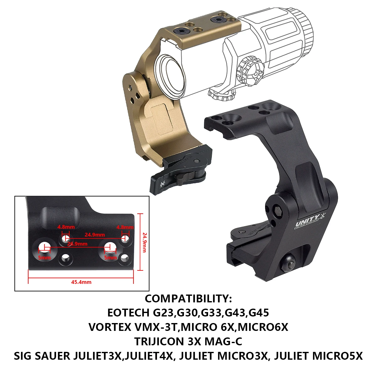 

FAST FTC OMNI Magnifier Mount 2.26" Optical Scope Sight Folding Base G33 G43 G45 JULIET Micro 3X Airsoft Riflescope Accessories