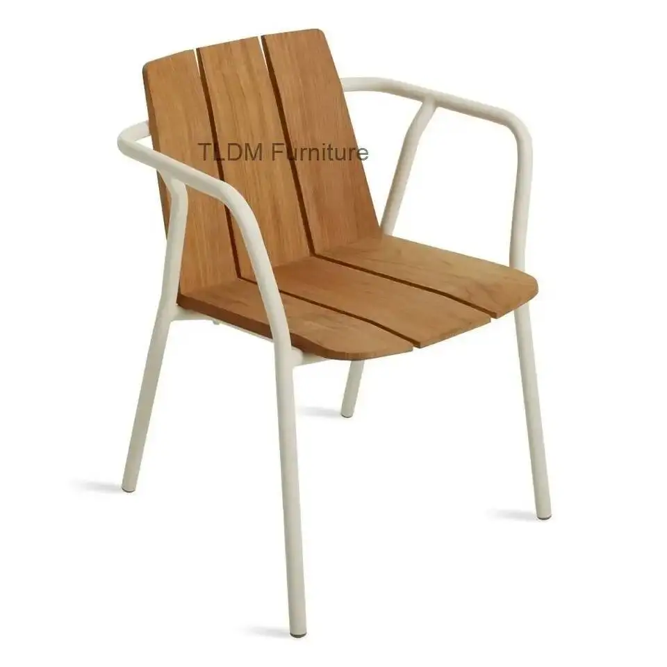 

Simple Outdoor Single Chair Home Courtyard Outdoor Open-air Leisure Backrest Chairs Simple Wooden Balcony Iron Chairs