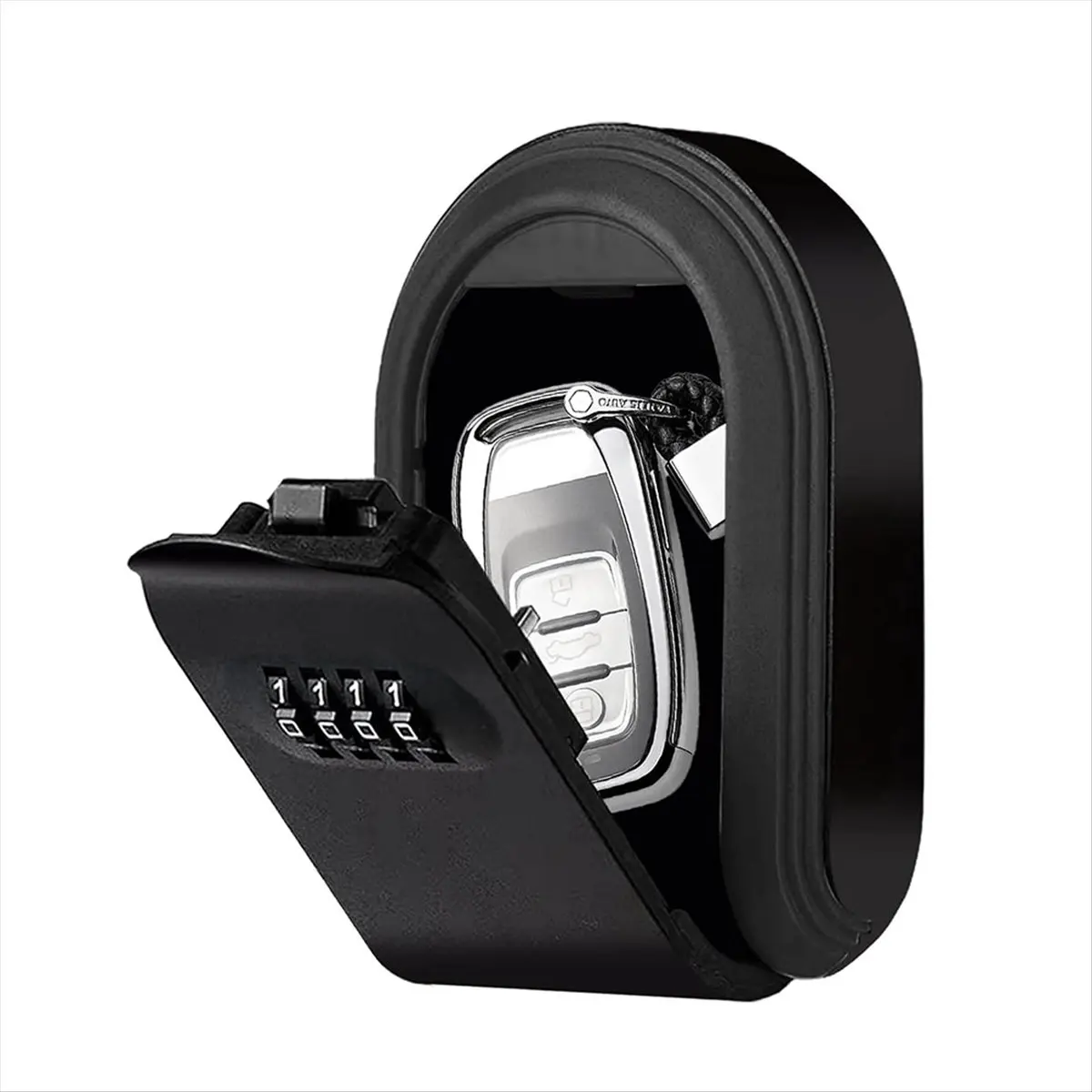 A74U Magntic Key Lock Box with 4 Digit Combination Lock Hider Under Car, Magnetic Key Holder for Indoors, Outdoor Travel B