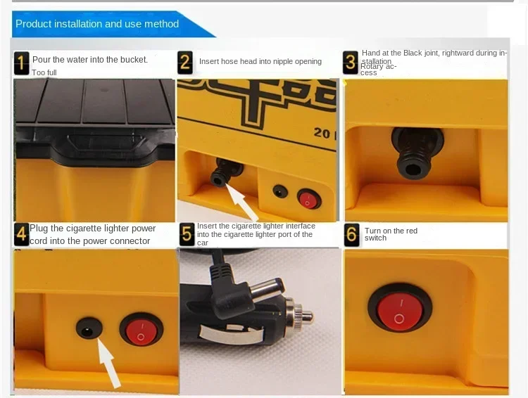 Durable 25L Car Mounted 12V Car Washer Electric High Voltage Household Portable Multifunctional Car Brush Water Gun