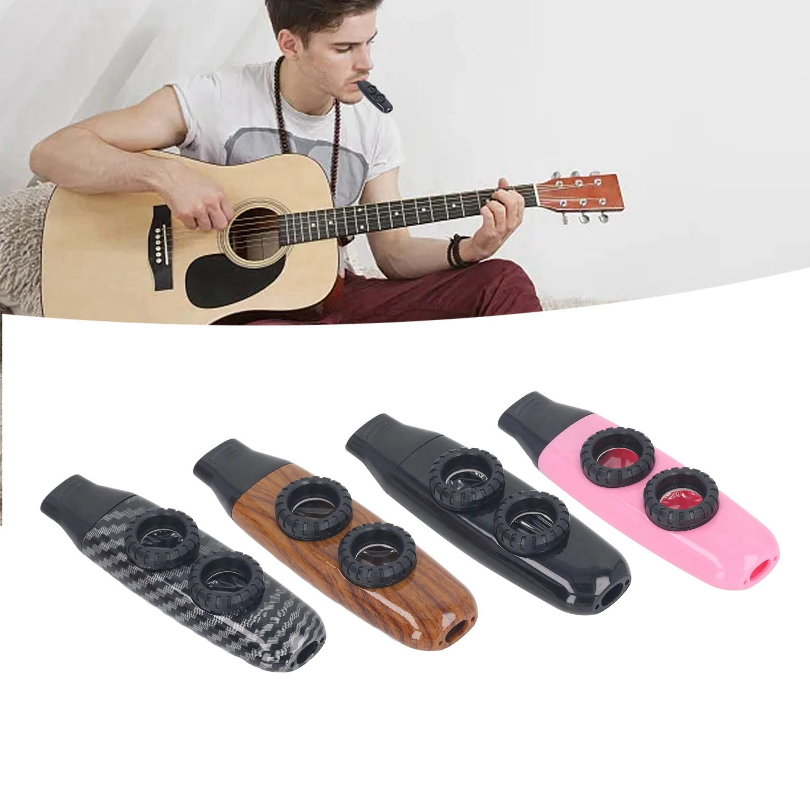Kazoo Flute Instrument Kazoo Flute Dual Hole Flute Adjustable Musical Wind Instrument with Diaphragm for Playing Performance