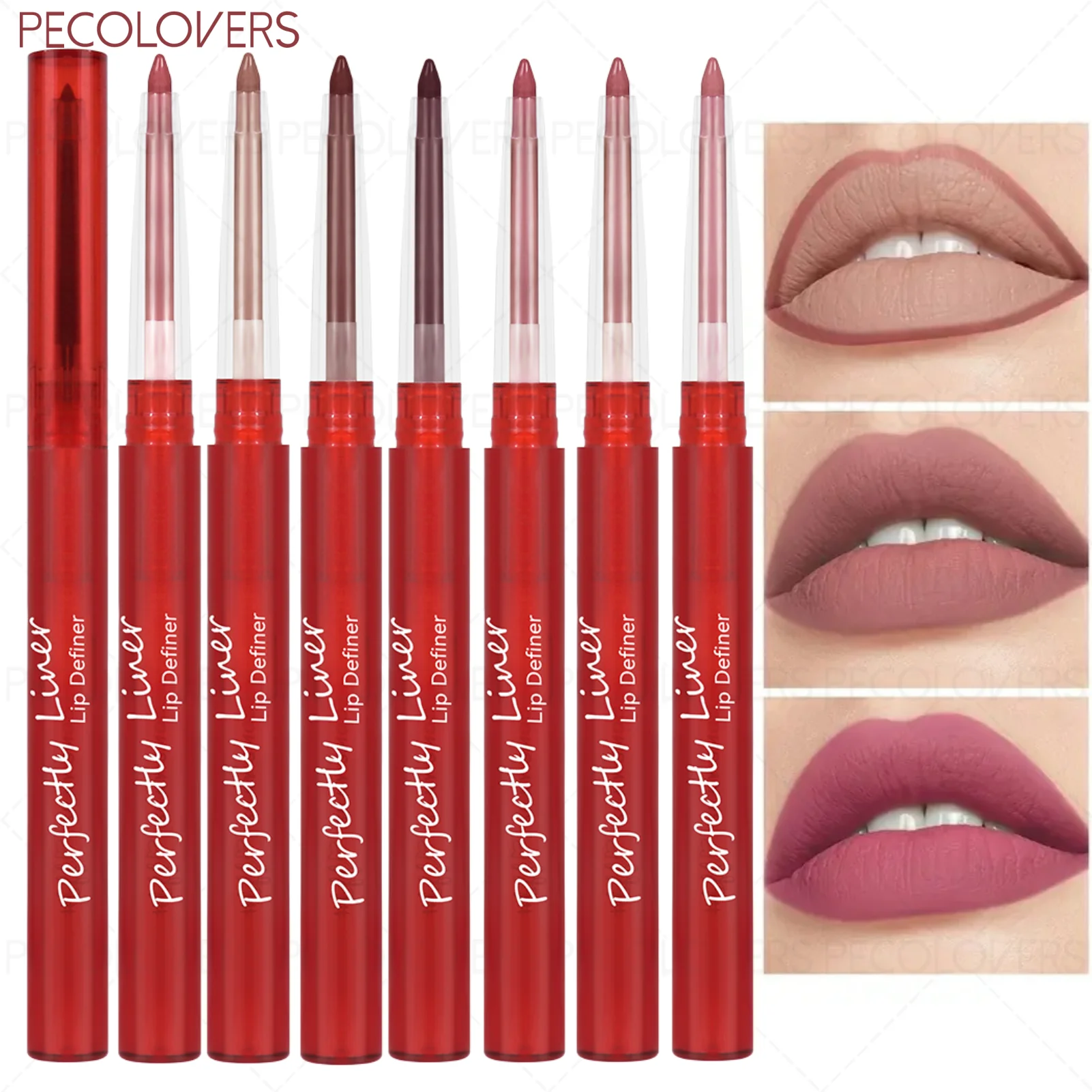 1-teiliger Matte Velvet Lip Liner Lippenstiftstift, nicht klebendes natürliches Lippen-Make-up, für alle Lippenarten, glatt aufzutragen, hochwertige Farbe