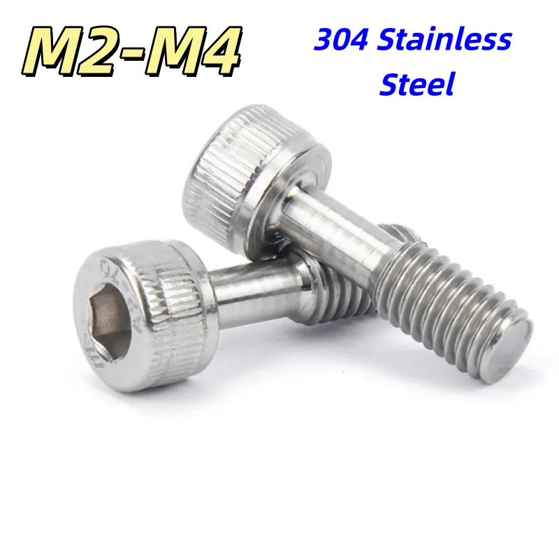 304 Stainless Steel Hexagon Socket Short Head Anti Falling Screw / Half Tooth Bolt M2-M4
