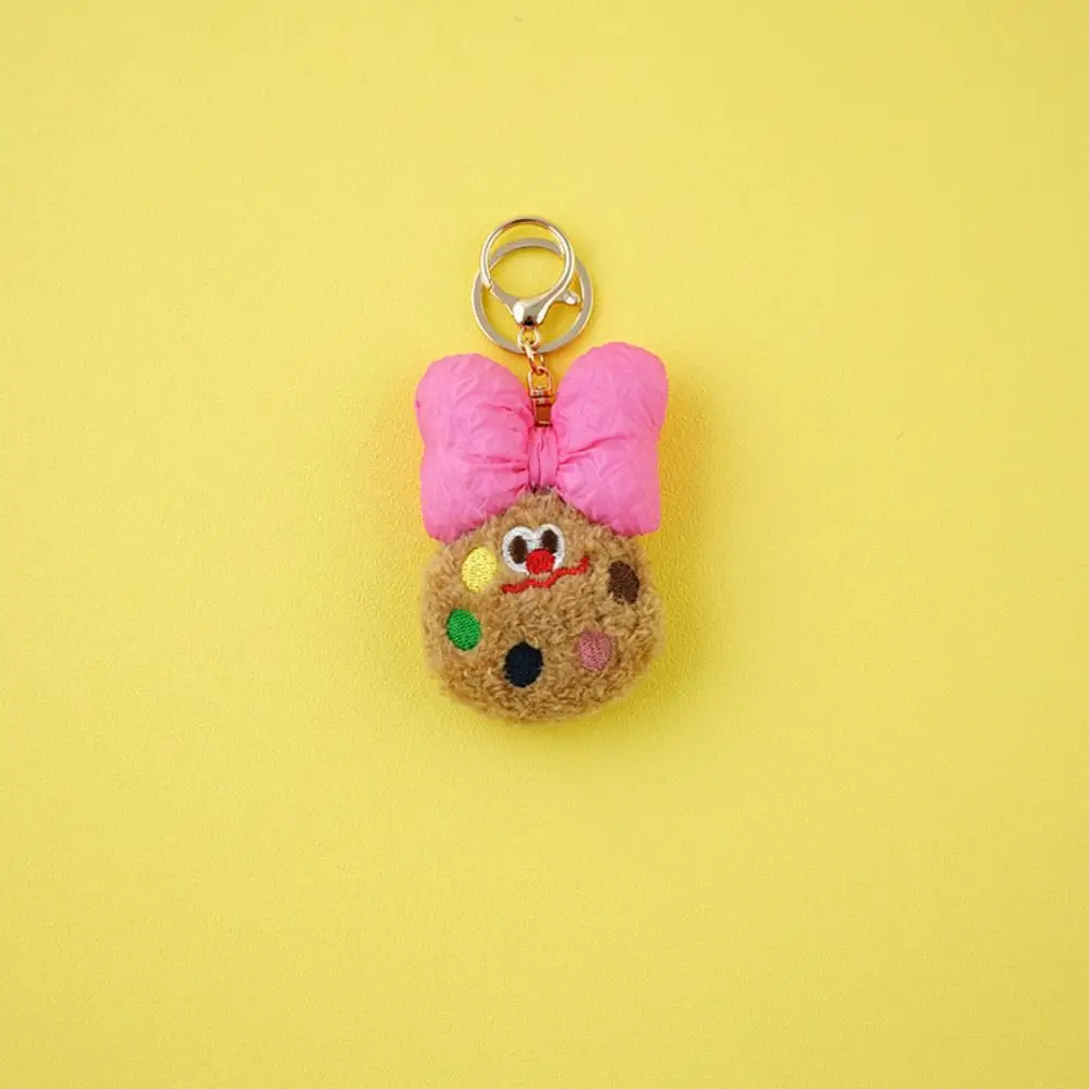 Porte-clés pendentif beurre pour sac à dos, joli porte-clés cookie, nœud mignon en peluche