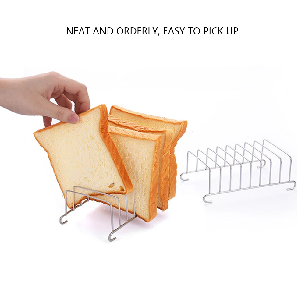 Toast Rack Holder Stainless Steel Breakfast Loaf Stand Non- Stick 8 Slots Slice Portable Simple Style Baking Pastry Tools