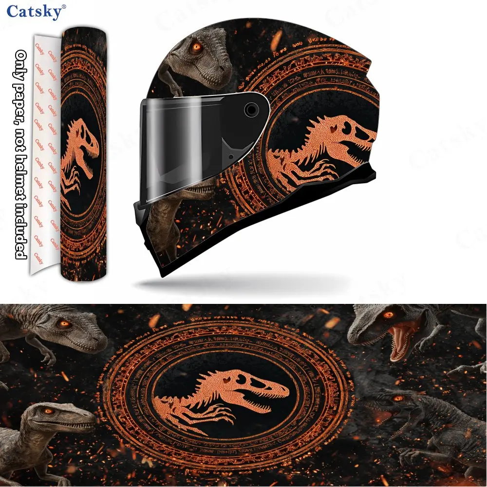 Blazing Dinosaur Print Helmet stickers , PVC Material Multifunctional Helmet Stickers, Scratch-Resistant & Fade-Proof, Easy to S
