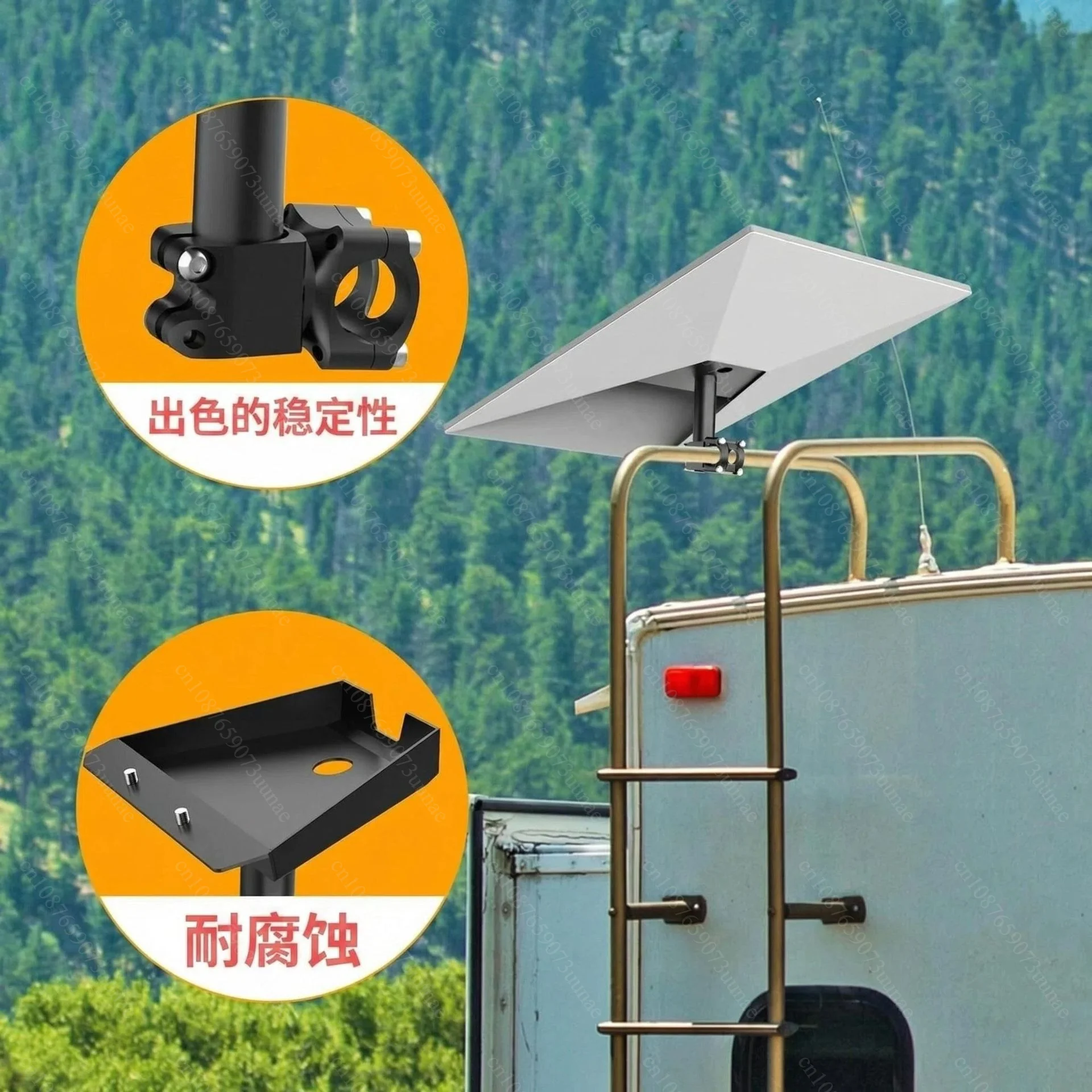 Metal Wall Roof Mount Bracket Kit, Straight & Bent Pipe Set with Metal Base for Outdoor Installation