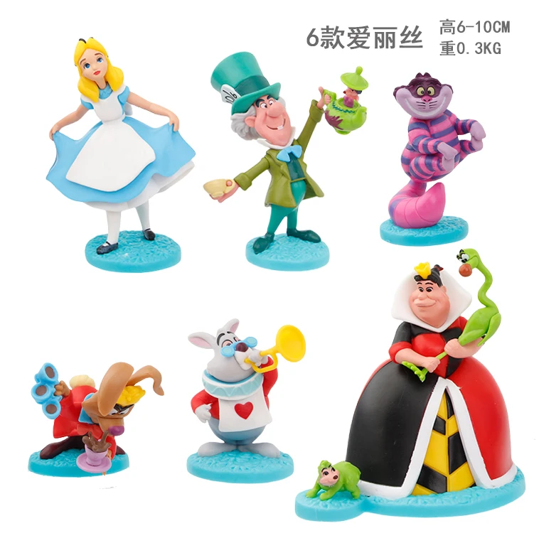 

6pcs/set Alice in Wonderland Cake Car Desk Decoration Figure Toys