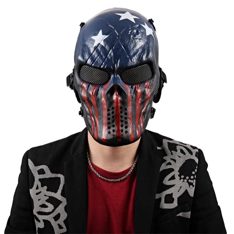 Halloween Airsoft Masks Tactical Wargame CS Paintball Skull Head Party Bike Cycling Full Face Masks for Outdoor Hunting Dominoes