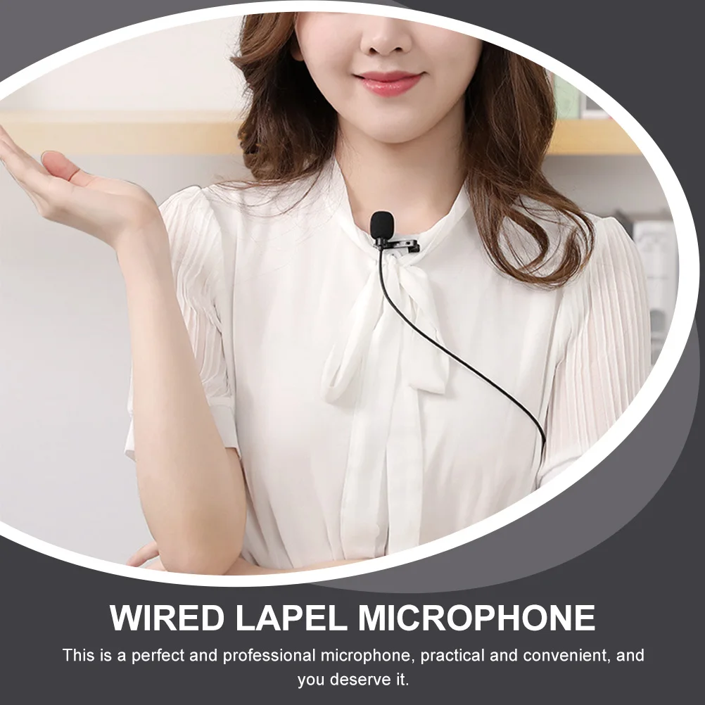 

Lavalier Microphone Black 35mm Portable Wired Clipon Mic for Phone MultiFunctional Interview Live Streaming
