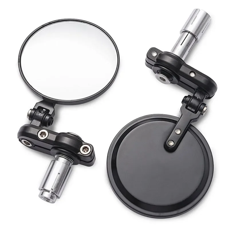 1 Pair 22MM Aluminum Motorcycle Rearview Mirror Black Handlebar Hand Pole End Rearview Mirror Motorcycle Accessories