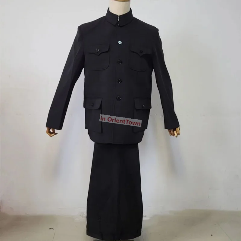 Zhongshan Suit Historical Figure Stage Costume National Army Cadres Clothing China 1950s - 1980s Cadres Village Leaders Clothing