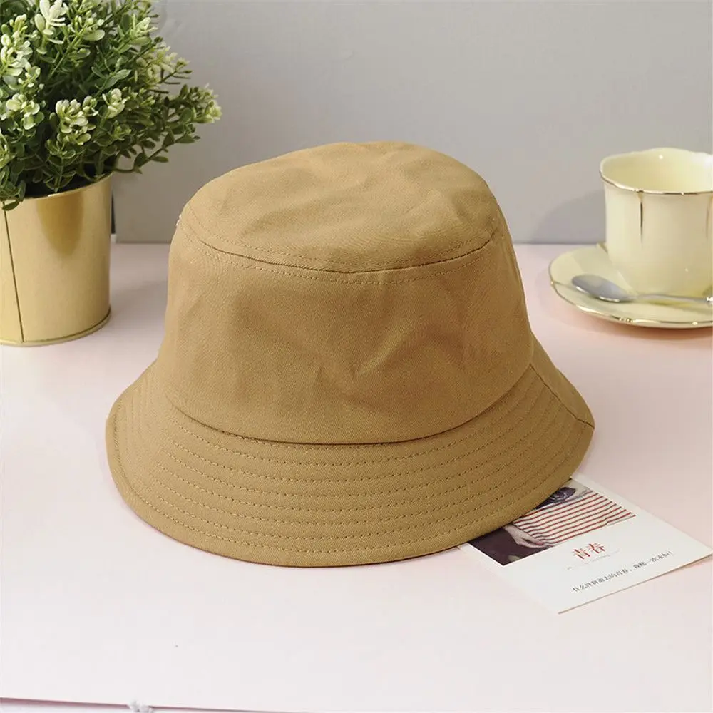 2023 Spring Solid Color Blue Black Foldable Bucket Hat Beach Sun Hat Street Headwear Fisherman Outdoor White Cap Woman Hat