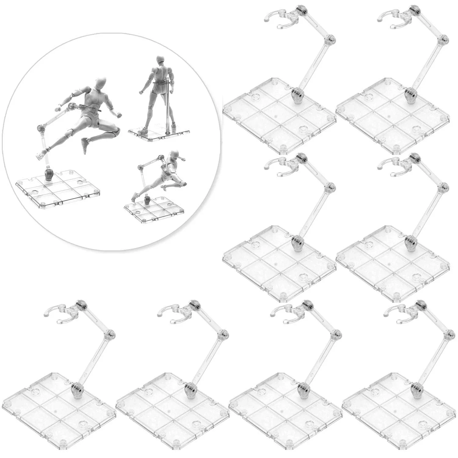 3/5/10PCS Assembly Action Figure Display Holder Base Doll Model Support Stand Compatible with HG RG SD SHF Gundam 1/144 Toy