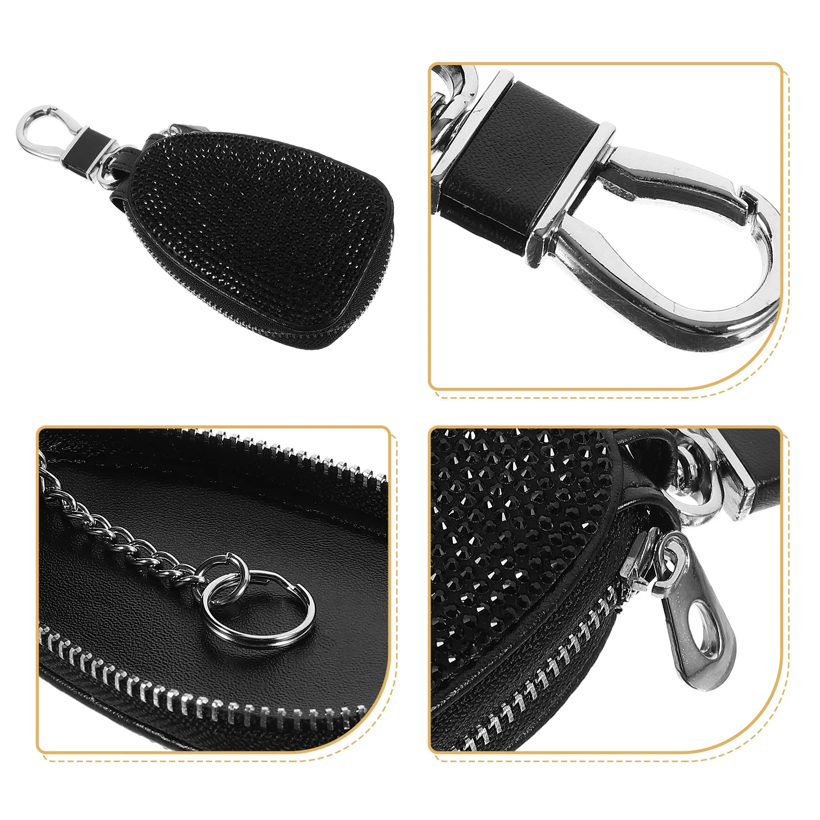 

Rhinestone Remote Key Cover Soft Protective Case for Car Keys Stylish Dazzling Inlay Scratch Resistant Key Bag Easy Install