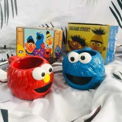 Cartoon Sesame Elmo Coffee Mug Fuuny Monster Cute Water Cup Kawaii Ceramic Milk Tea Mug Office Drinking Cup House Drinkware