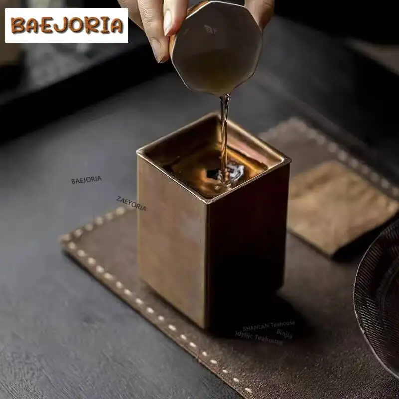 Handmade 304 Stainless Steel Square Jianshui Pot Holder Washing Cup Bowl Writing-brush Washer Chaxi Supplies Ornaments