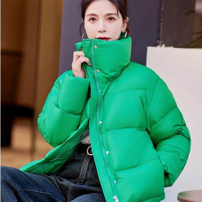 Down Jacket for Women, 90 Duck Down, Thickened Collar, Short Section, Bread Clothing, Versatile Fashion, Casual Parkas, Winter