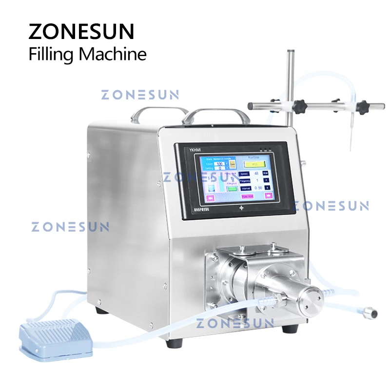 ZONESUN ZS-CPYT1S السيراميك مضخة التحكم الرقمي قارورة السائل ماكينة حشو جرعة منخفضة إيدروب حشوة الزجاجة معدات المختبر