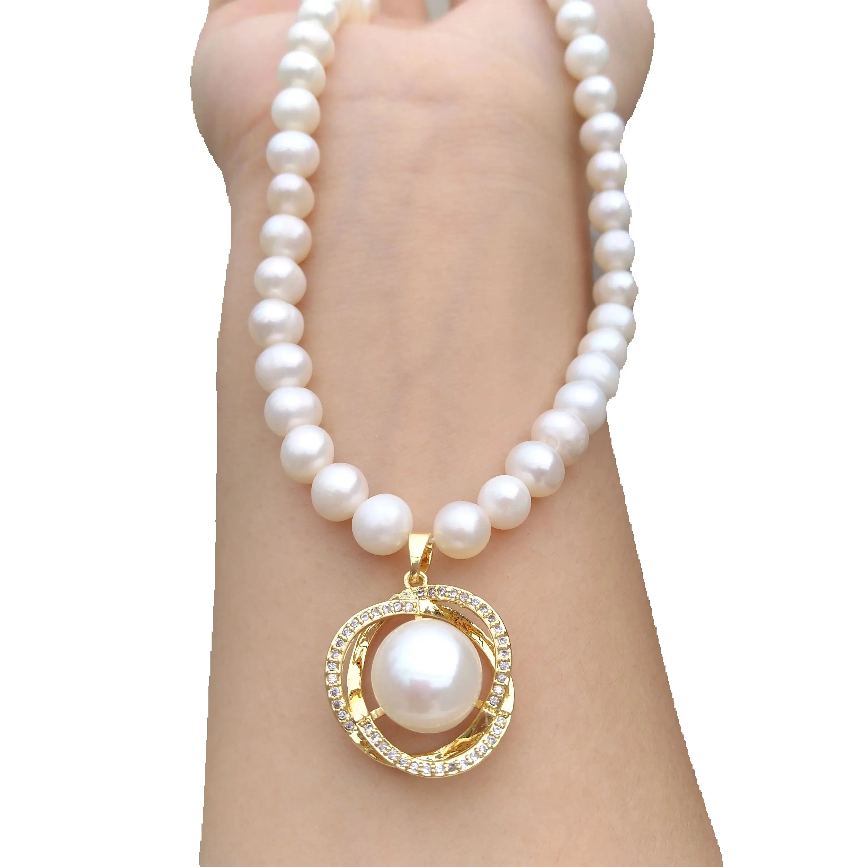 

Double strands AAA 6-7mm natural Akoya white pearl necklace 17" + 11-12mm pearl Pendants Videos and pictures are all taken in k