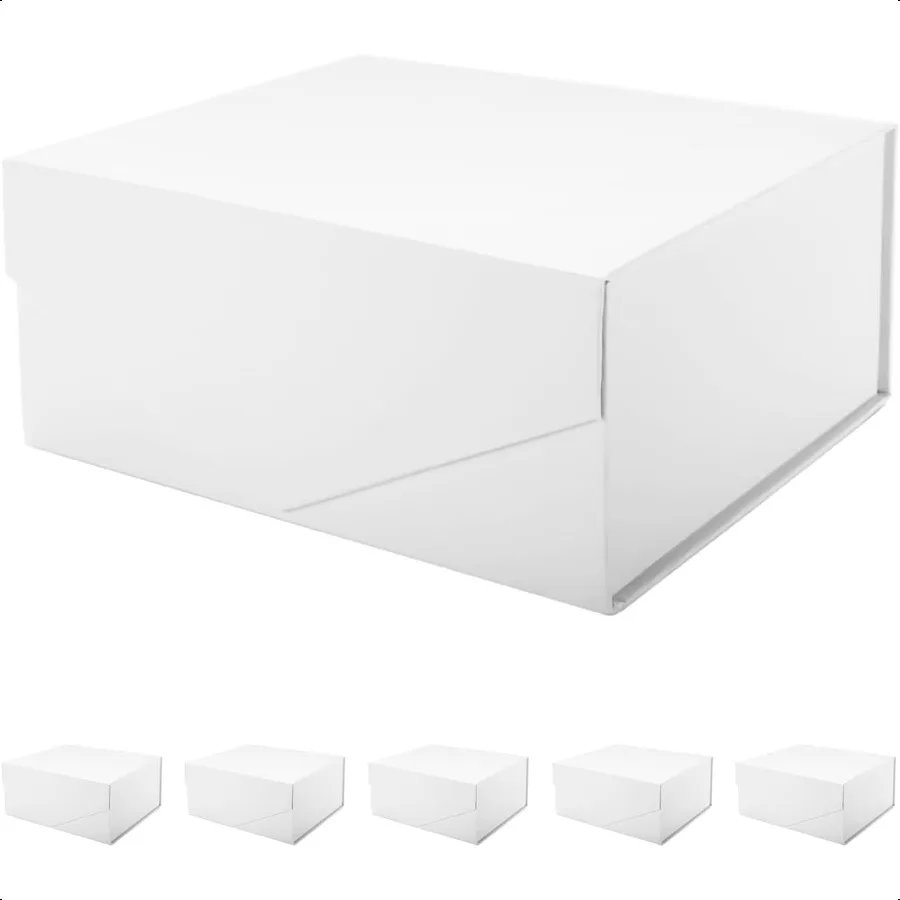 6-scatole-regalo-9x65x38-pollici-scatole-pieghevoli-bianco-opaco