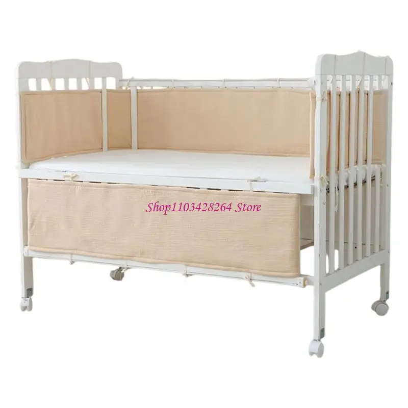 Breathable Infant Crib Padding without Tool Installation Elastic Cotton Bumper Protectors For Safe Baby Bedding