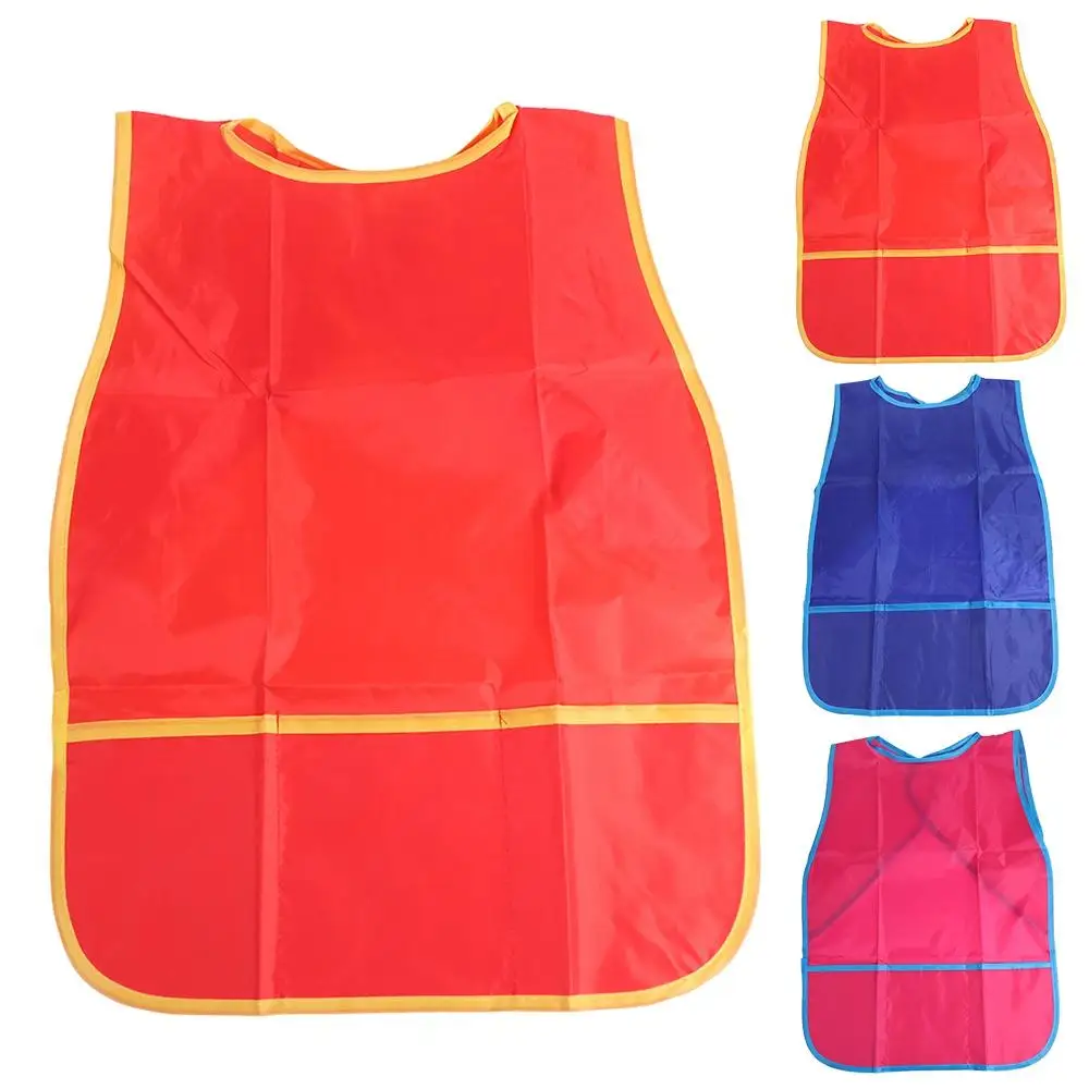 Kids Art Smock with 3 Pockets Waterproof Sleeveless Painting Aprons DIY Art Painting Supplies Clothes For Children Eating