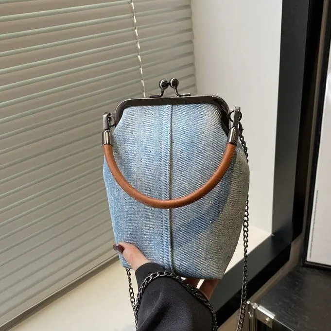 Neue 902-Denim-Tasche, Umhängetasche, Umhängetasche, Clutch, modisch, lässig, Pendler, literarische Handtasche