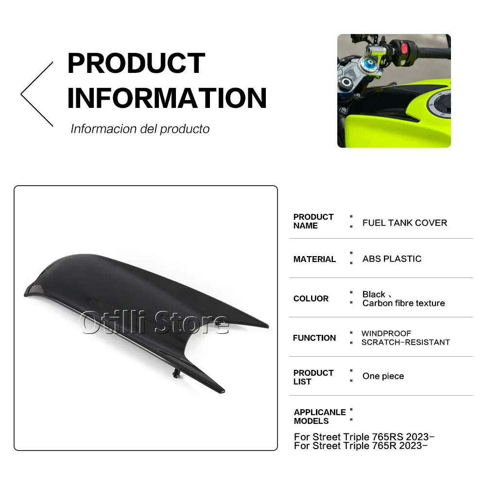 ฝาครอบถังน้ำมันด้านหน้า ฝาครอบแฟริ่งด้านบน อุปกรณ์ตกแต่งรถจักรยานยนต์ สำหรับ Street Triple 765 R RS 765R 765RS Moto2 2023 2024