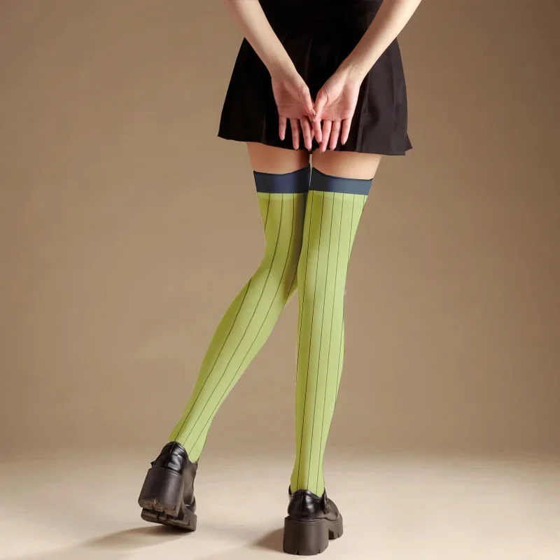 

Cy1Pair Anime Kanroji Mitsuri Cosplay Over Knee Sockings Prop Cartoons Unisex Accessories Breathable Socks Halloween Sockings
