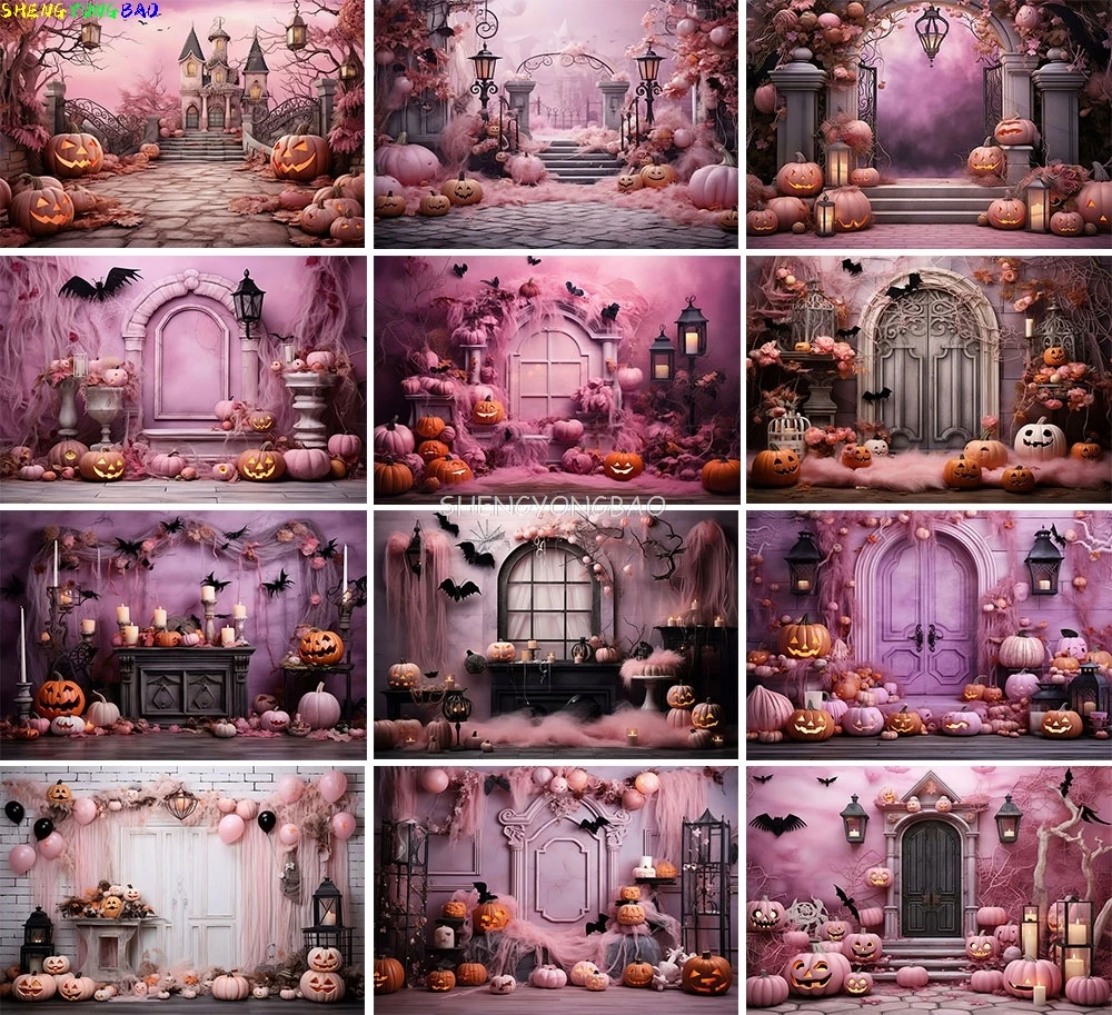 

Halloween Day Spooky Backdrop lanterns Cobwebs Creepy Vanity Filled Wicked Eerie Evil Scary Dark Night Forest Background OA-04