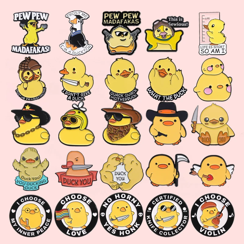 Fun Yellow Duck Collection Enamel Pins Duck You Western Cowboy Hat Brooches Lapel Badges Wholesale Jewelry Gifts For Kid Friends