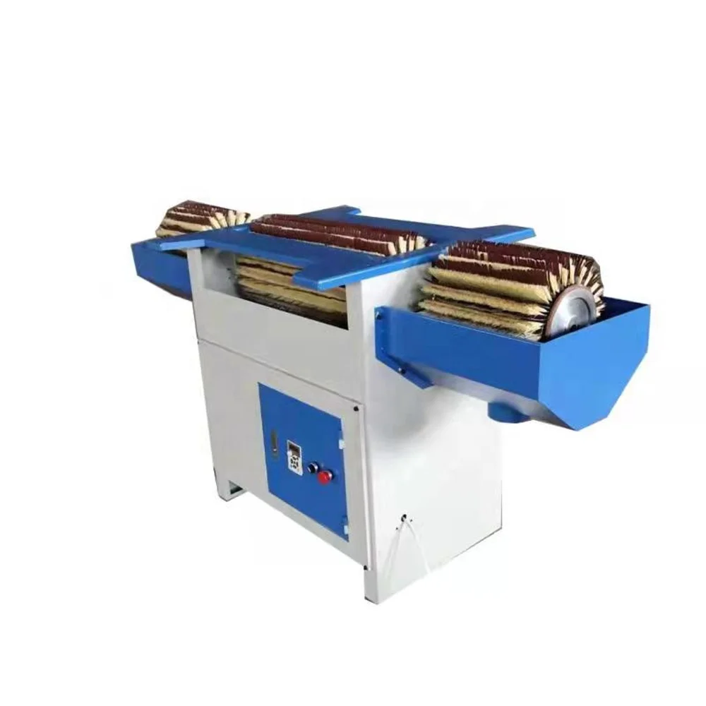 Horizontal 3 Head Rollers Manual Small Woodworking Sanding Machine Wood Door Cabinet Edge Brush Scrub Polishing Drum Sander