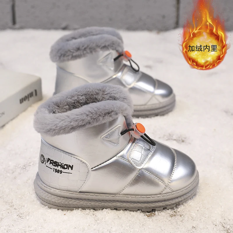 Hig Top Kinderen Snowboots Fluwelen En Dikker Kinderen Outdoor Laars Meisjes Jongens Boot Trendy All-Match Slijtvaste Kind Sneeuwschoen