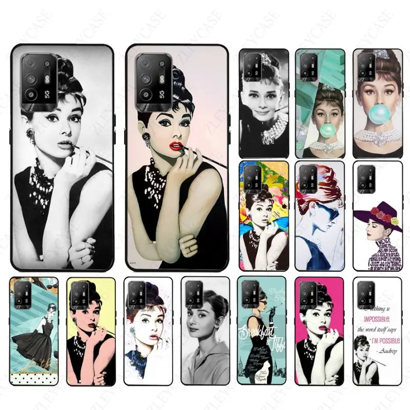 funda Audrey Hepburn soft shell Phone cover For OPPO A94 A74 A9 A5 A53 A73 2020 A57 A76 A96 4G A54 A78 A95 A98 A72 5G Case coque