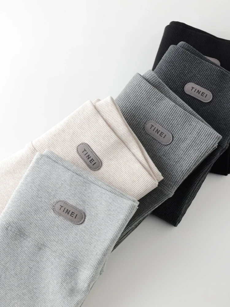 بلون الموضوع موضة لفافة ساق غير مخيطة الخريف رقيقة عالية الخصر النساء طماق القطن مطاطا الشتاء طماق النساء #6