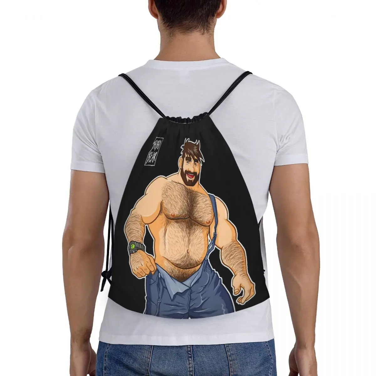 Custom Sexy Gay Beer Adam Bobo Beer Drawstring Tassen Vrouwen Mannen Lichtgewicht Pride Muscle Man Sport Gym Opslag Rugzak