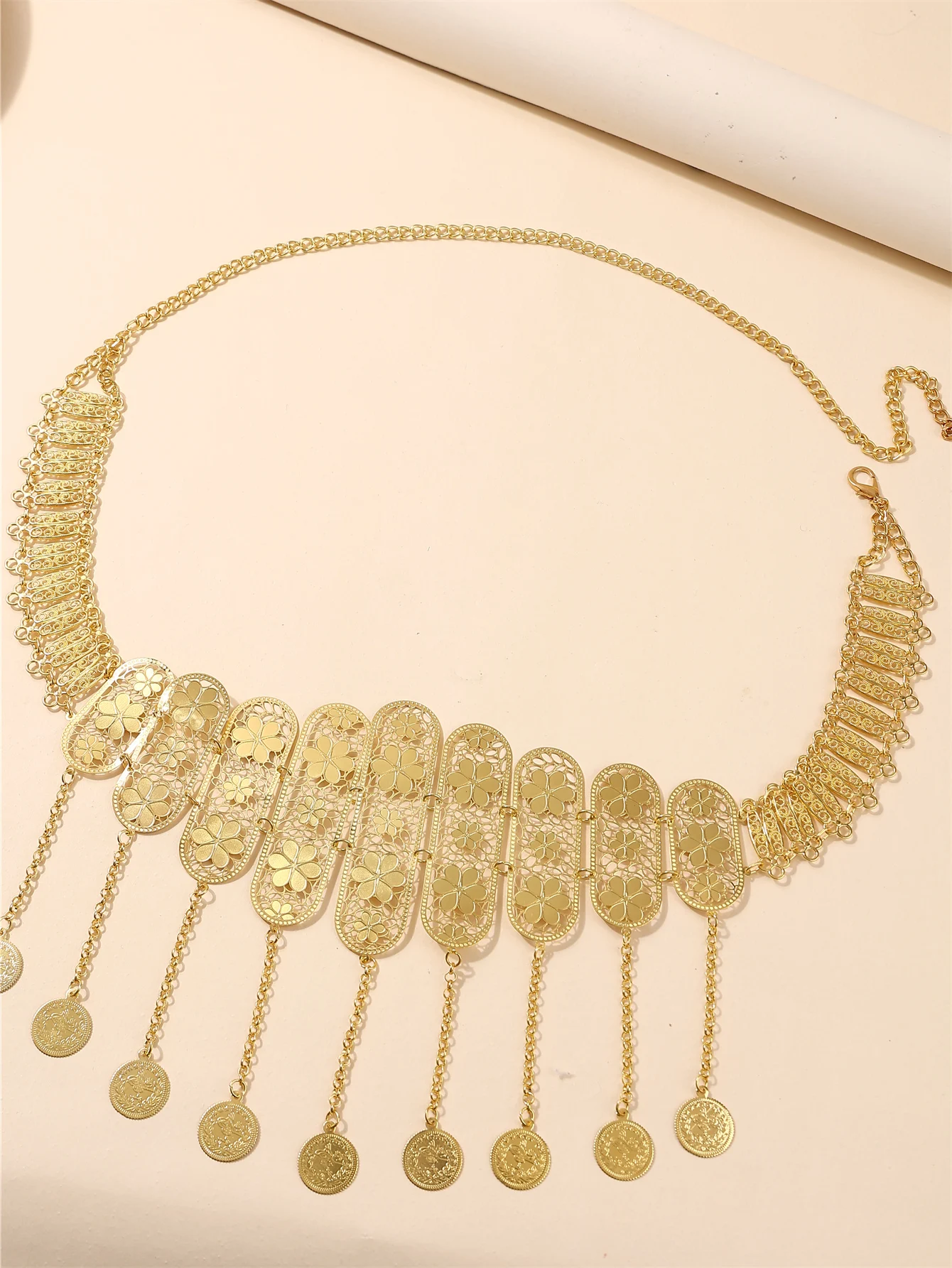 جوفاء منحوتة نمط المرأة رداء الخصر سلسلة فاخرة خمر نمط لمهرجان حفل زفاف الزفاف #5