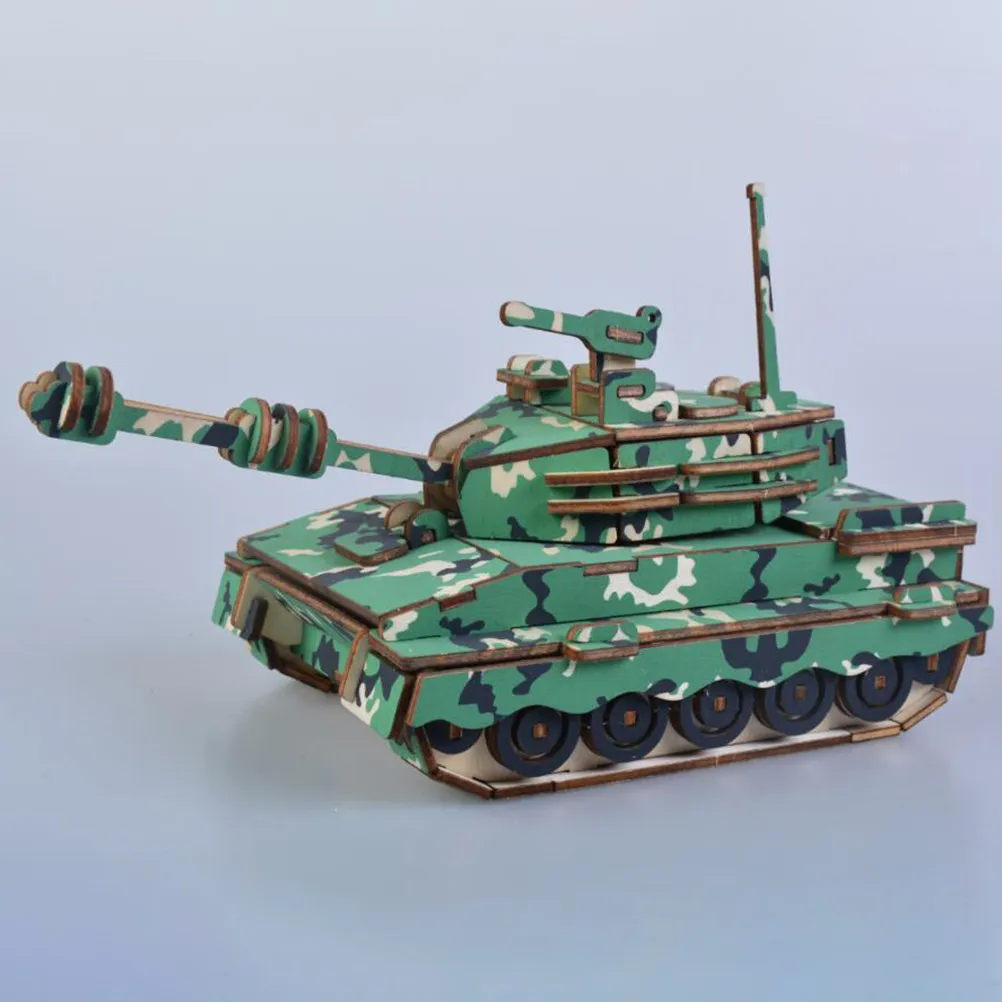 3D Wooden Puzzle Tank Shape DIY Educational Game for Kids Fine Motor Skills and Cognitive Development Activity Set