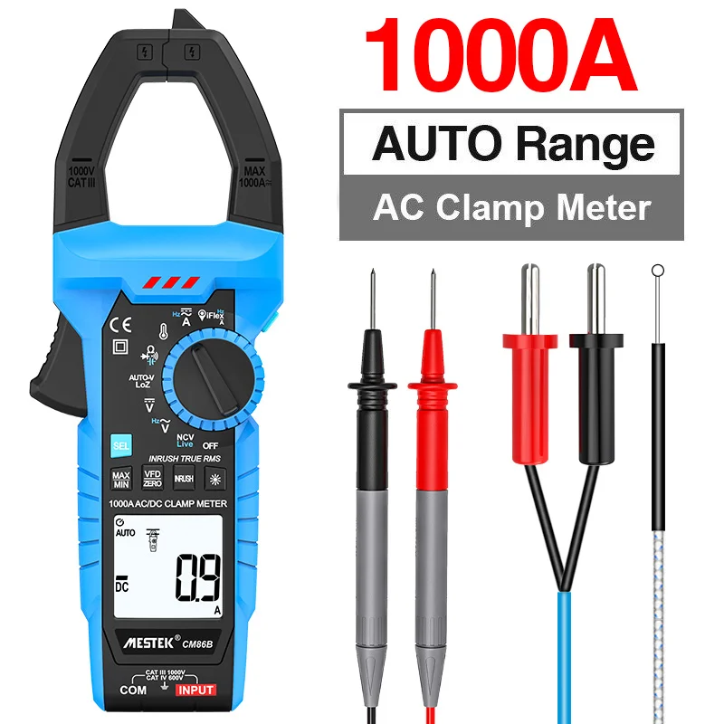 1000A AC Current Digital Clamp Meter Pliers Ammeter Auto Range Multimeter True RMS High Precision Voltage Tester Hz Clamp Meter