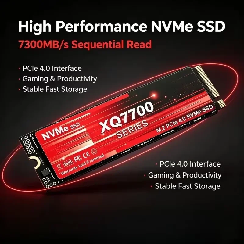 SSD XQ7700 PCIe 4.0 NVMe M.2 2280 500GB/1TB/2TB/4TB, leitura sequencial de 7300MB/s, armazenamento interno para PCs de mesa.