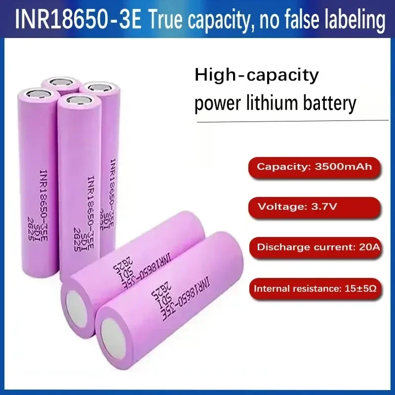 18650 3,7V 3500mAh Hochleistungs-Lithium-Ionen-Akku 20A INR18650-35E Hochkapazitäts-Energiezelle für Taschenlampen und Elektrogeräte EU-Lager
